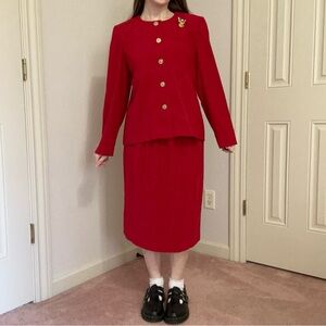 Vintage Red Skirt & Blazer Set
